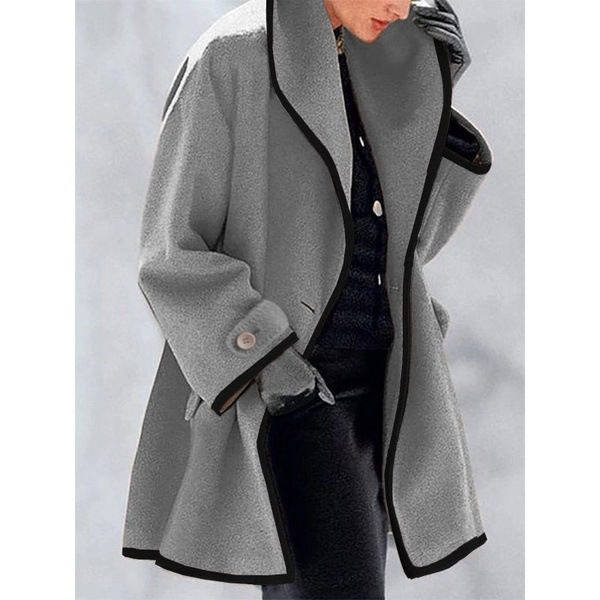 Women's Fashion Round neck loose hooded woolen coat