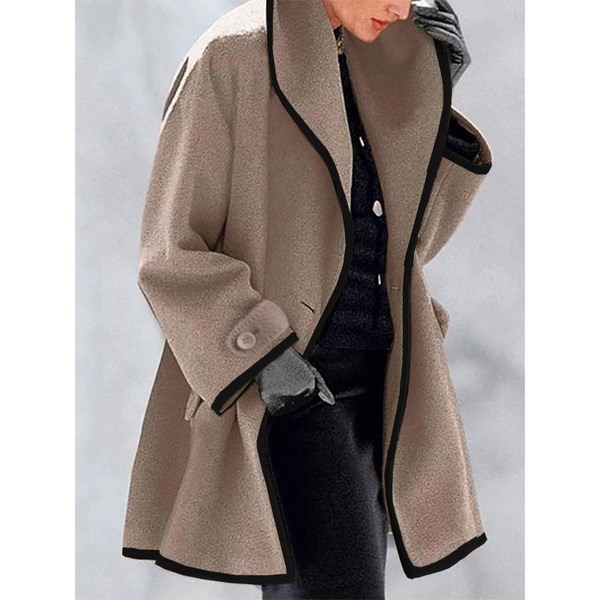 Women's Fashion Round neck loose hooded woolen coat