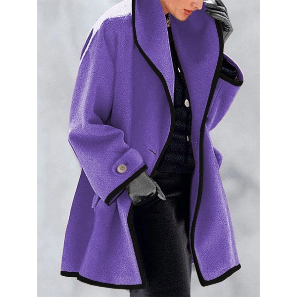 Women's Fashion Round neck loose hooded woolen coat