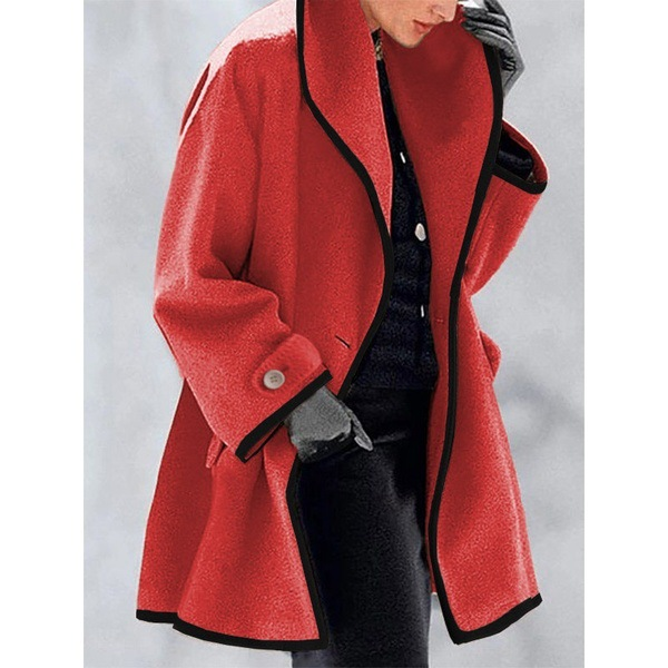 Women's Fashion Round neck loose hooded woolen coat