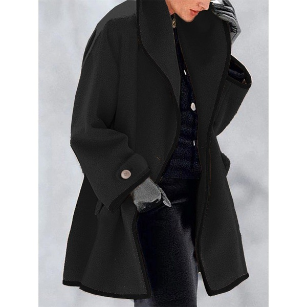 Women's Fashion Round neck loose hooded woolen coat