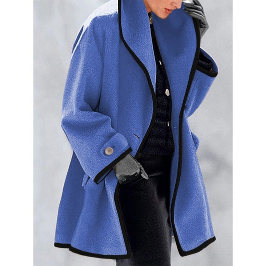 Women's Fashion Round neck loose hooded woolen coat