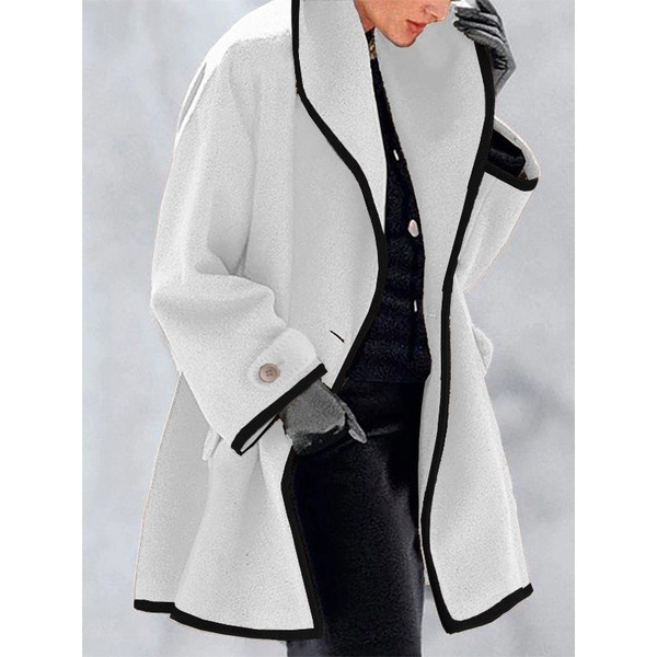 Women's Fashion Round neck loose hooded woolen coat