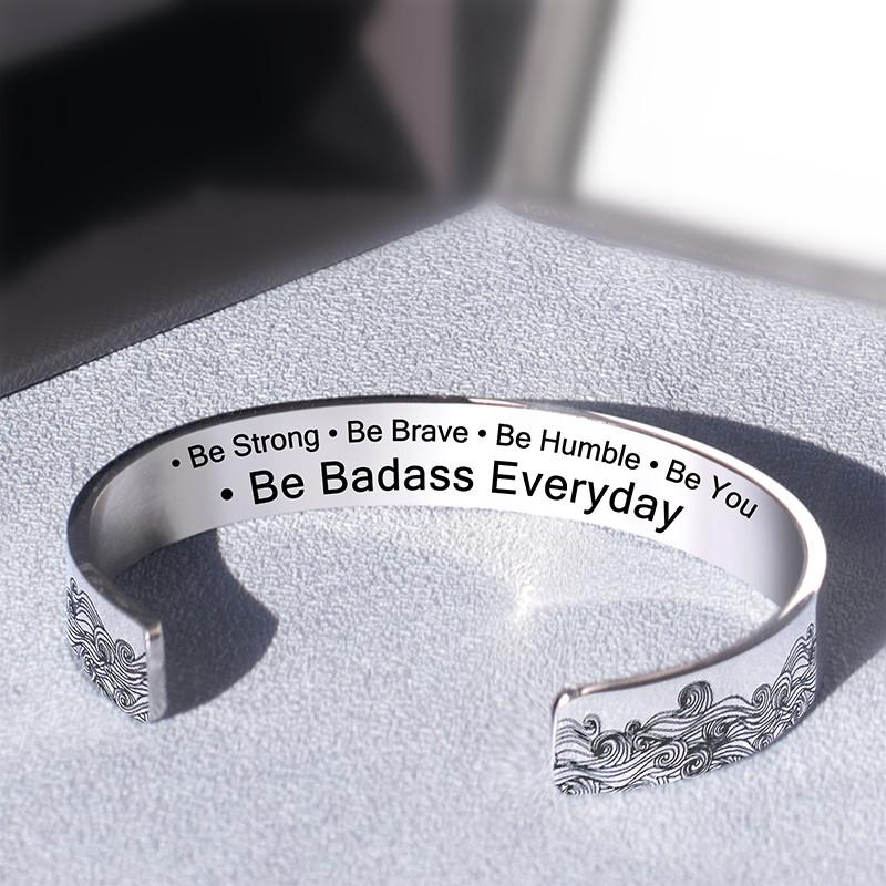 For Daughter - Be Strong, Be Brave, Be Humble, Be You Be BADASS Everyday Wave Cuff Bracelet