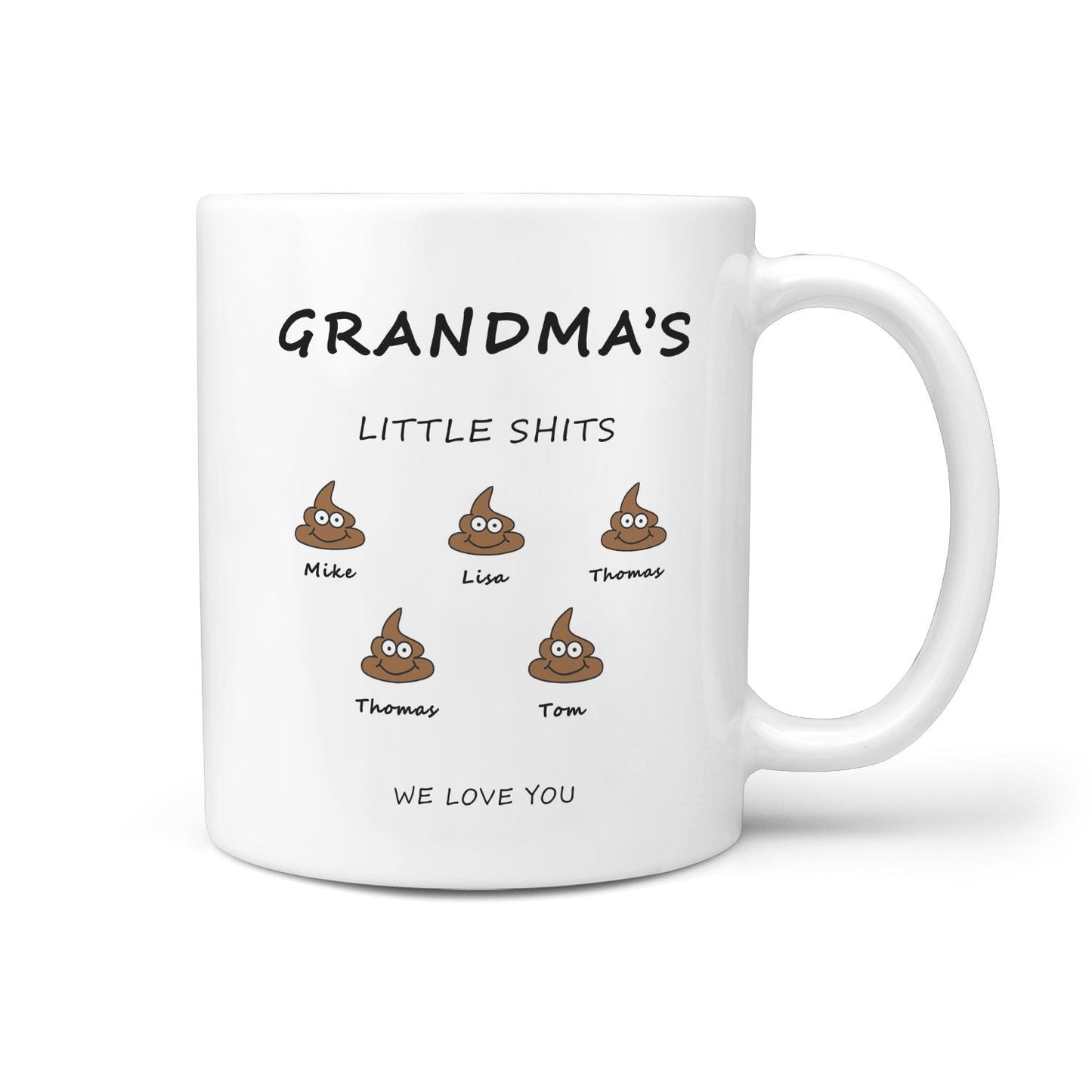 Personalized Children's Name Grandma's Little Shits Mug