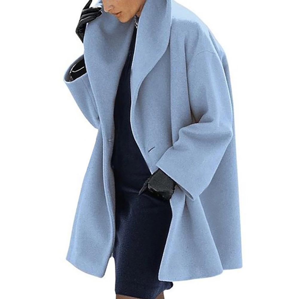 S-XL Casual Women Woolen long Coat womens 2019 Winter solid color Loose Female thinning Wool Blend coat