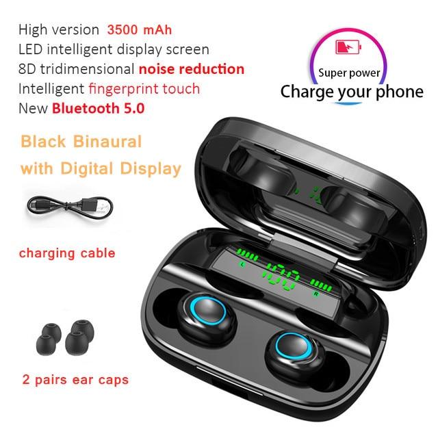 LED Bluetooth Wireless Earbuds Touch Control Noise Cancel