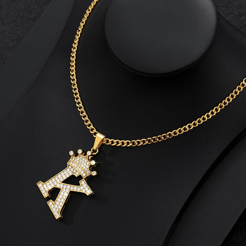 Initial Letter Crown Necklace