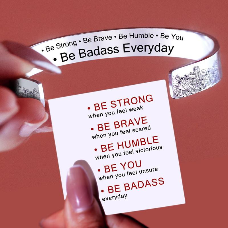 For Daughter - Be Strong, Be Brave, Be Humble, Be You Be BADASS Everyday Wave Cuff Bracelet