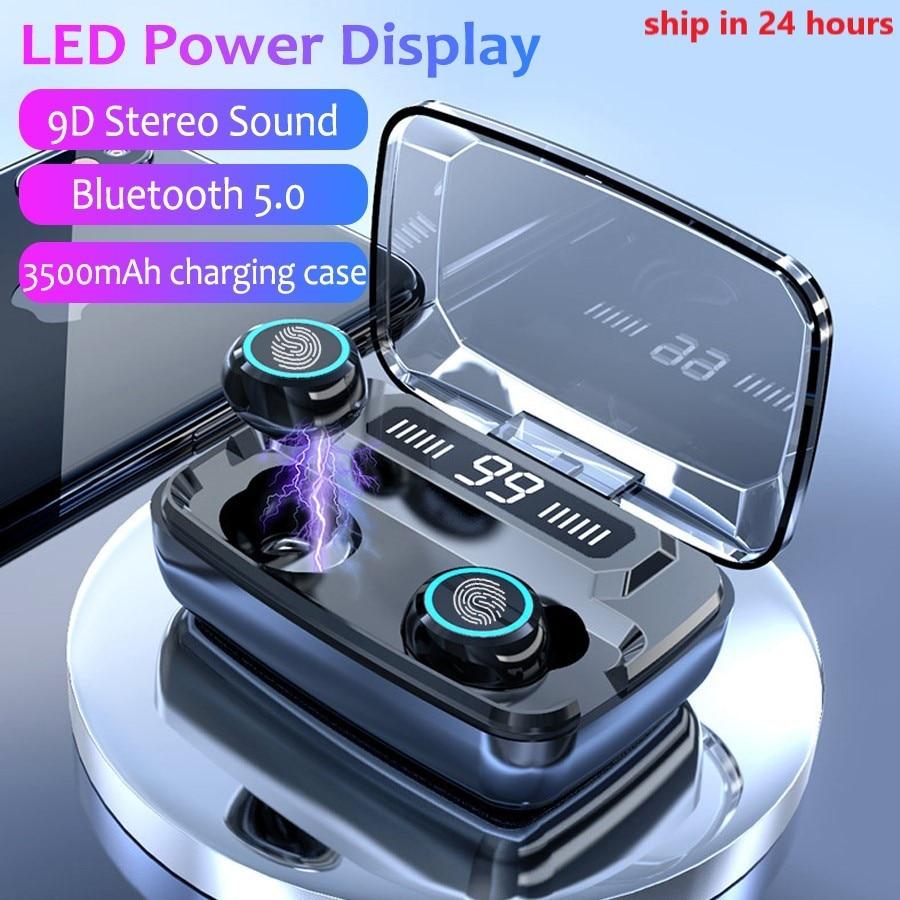 LED Bluetooth Wireless Earbuds Touch Control Noise Cancel