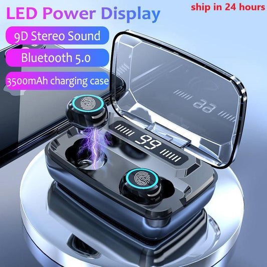 LED Bluetooth Wireless Earbuds Touch Control Noise Cancel