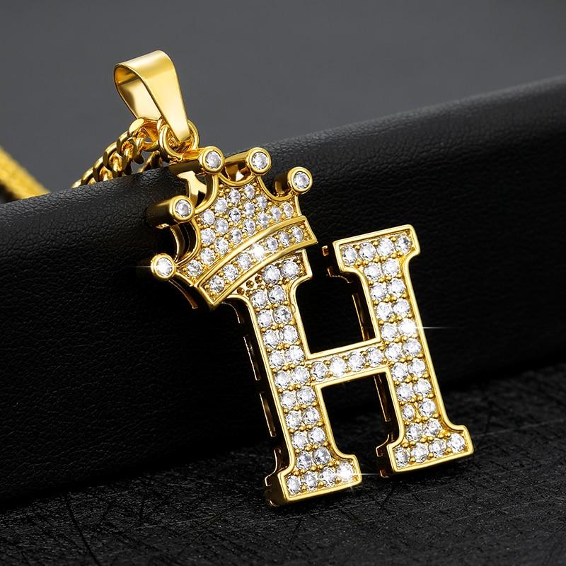 Initial Letter Crown Necklace