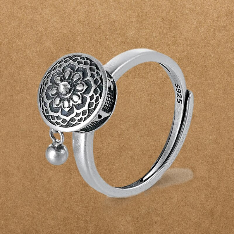 Sterling Silver Lotus Prayer Ring