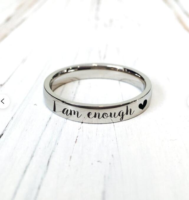 Awareness Avenue 'I Am Enough' 925 Sterling Silver Ring