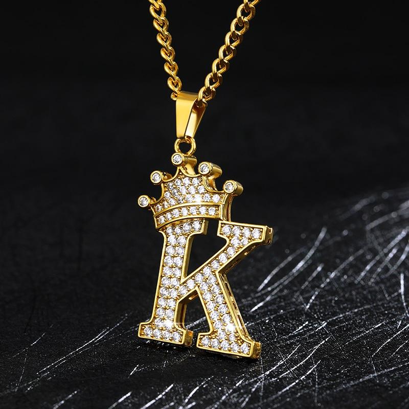 Initial Letter Crown Necklace