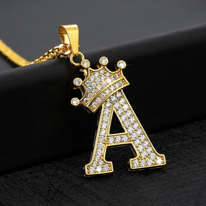 Initial Letter Crown Necklace