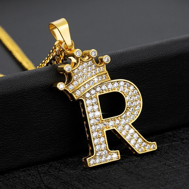 Initial Letter Crown Necklace