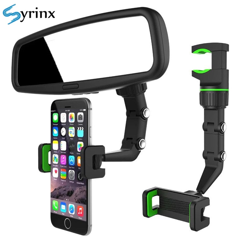 Multifunctional 360° Car Rearview Mirror Holder for Phone.