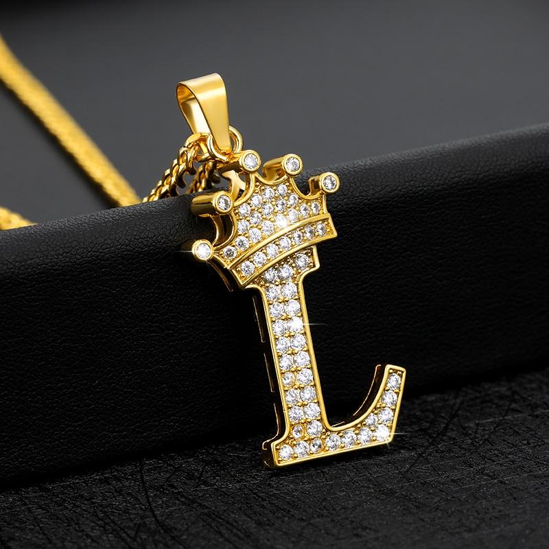 Initial Letter Crown Necklace