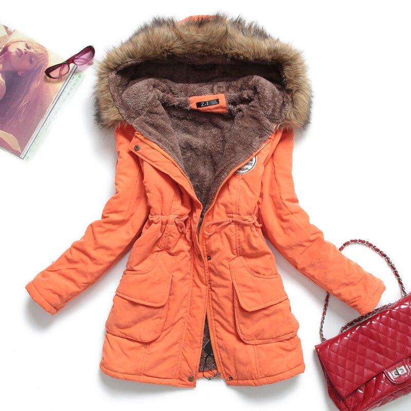 Women Solid Color Winter Hooded Parka Coat (S-3XL)