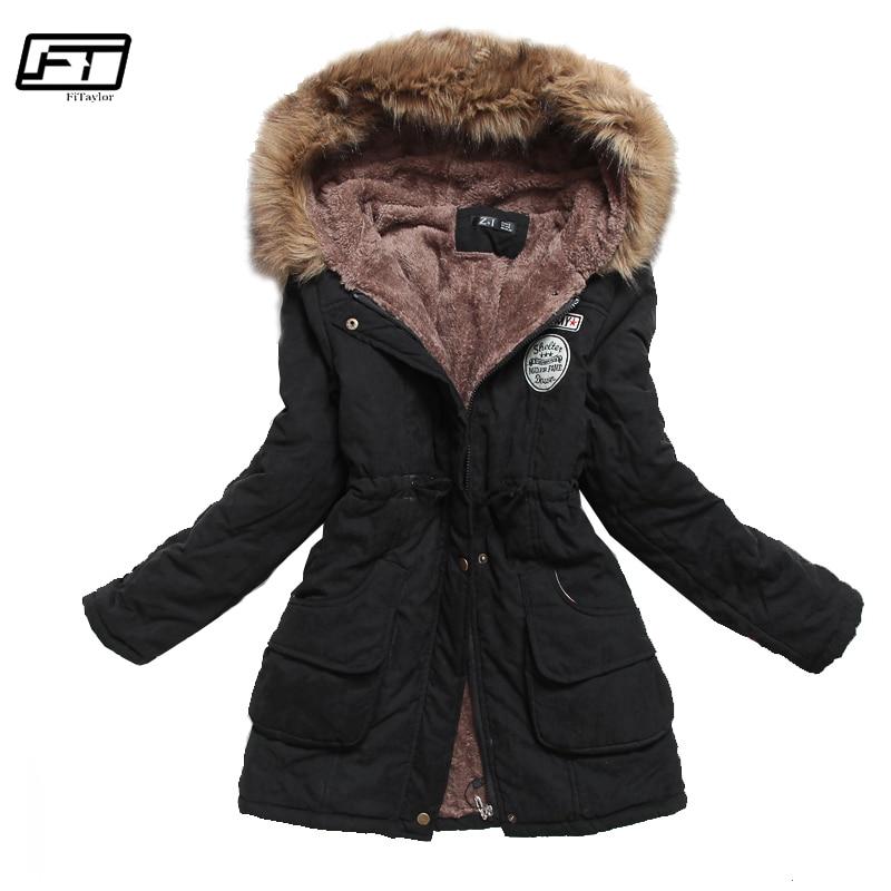 Women Solid Color Winter Hooded Parka Coat (S-3XL)