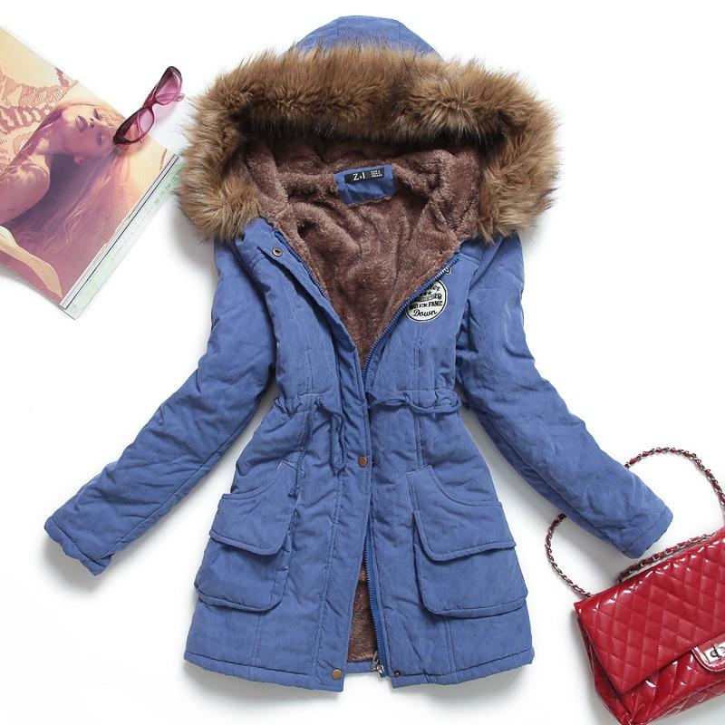 Women Solid Color Winter Hooded Parka Coat (S-3XL)