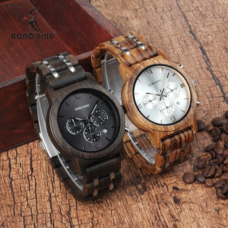 Mens BOBO BIRD luxury Wood Finish Watch