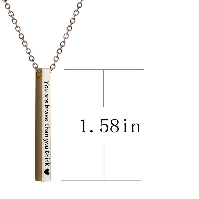 FLASH SALE! Sterling Silver 3D Engraved Vertical Bar Necklace - FREE ENGRAVING