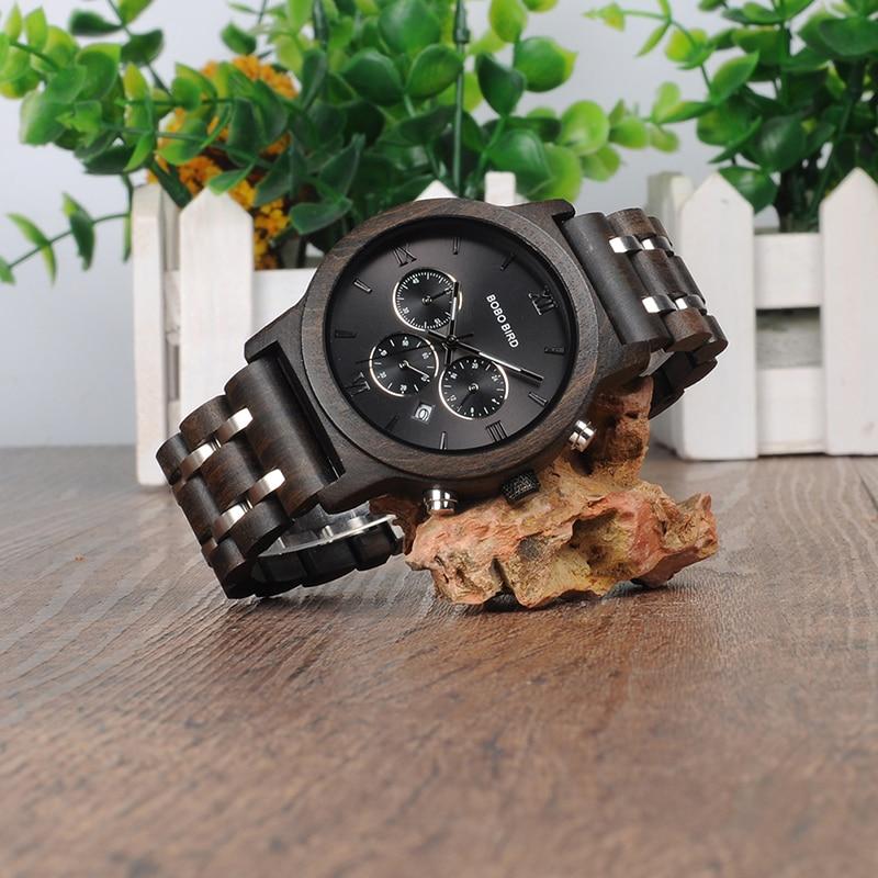 Mens BOBO BIRD luxury Wood Finish Watch