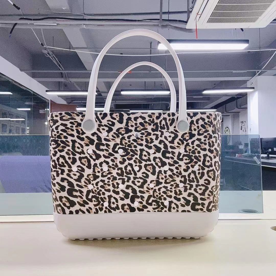 Extra Large Beach Bags Leopard Printed EVA Basket Women Large Capacity Summer EVA Beach Bag Totes For Women