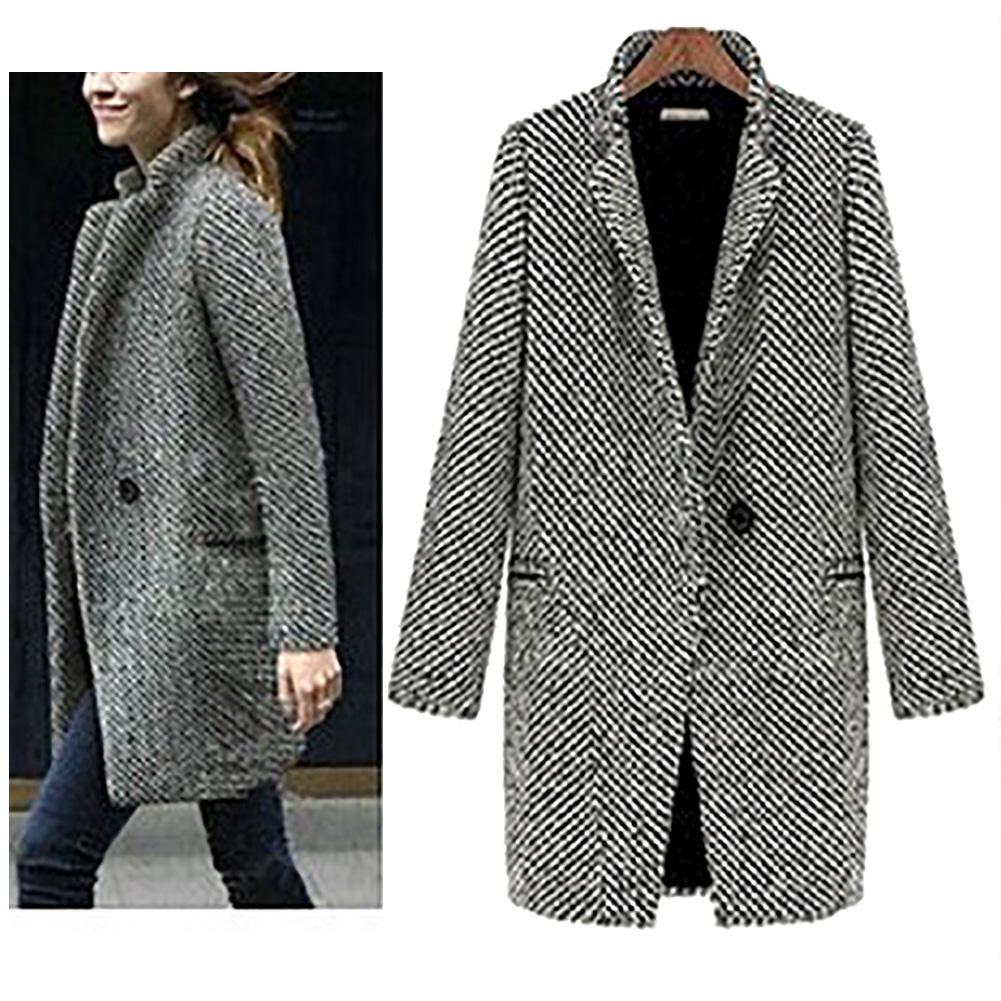 S-XL Casual Women Woolen long Coat womens 2019 Winter solid color Loose Female thinning Wool Blend coat