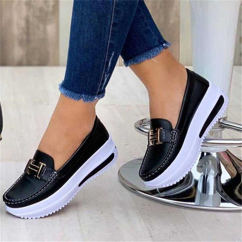 Ladies Casual And Comfortable Platform Loafers