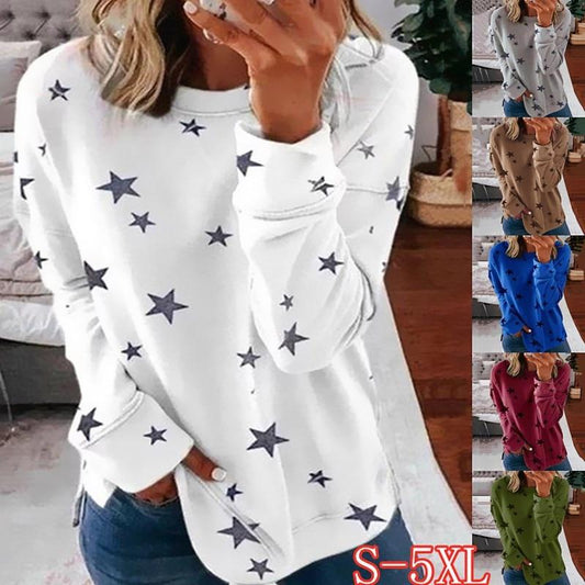 DANDELION PRINT ROUND NECK CASUAL SWEATSHIRT