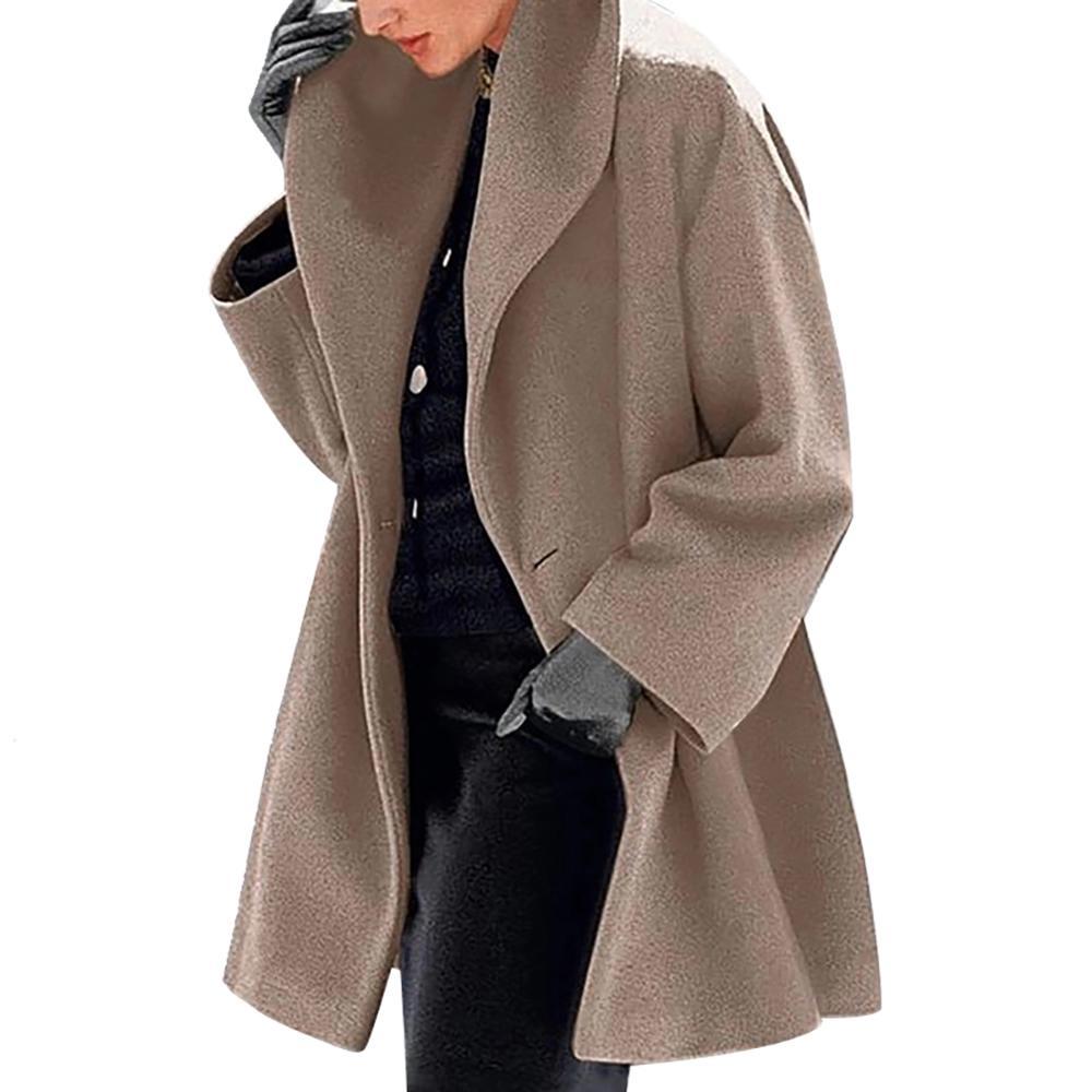 S-XL Casual Women Woolen long Coat womens 2019 Winter solid color Loose Female thinning Wool Blend coat