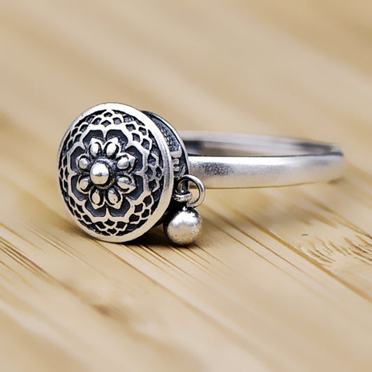 Sterling Silver Lotus Prayer Ring