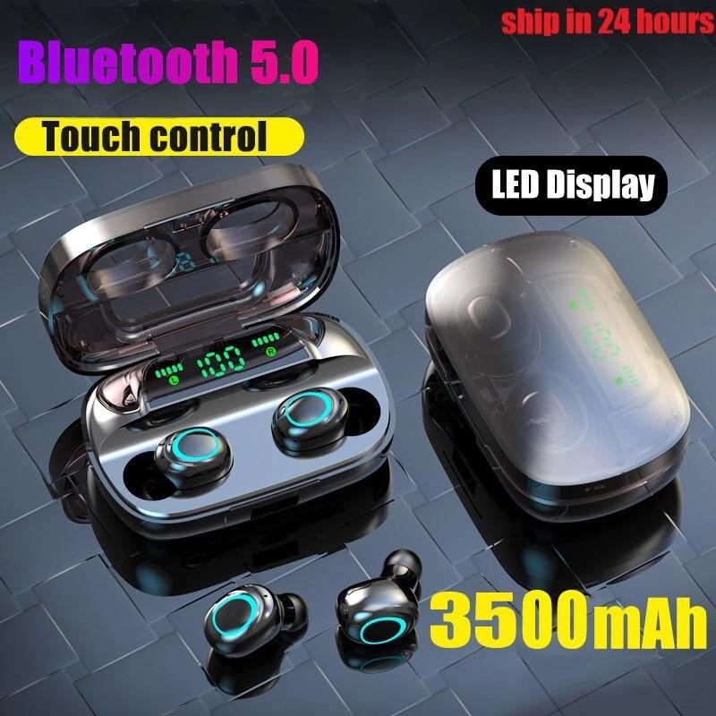 LED Bluetooth Wireless Earbuds Touch Control Noise Cancel