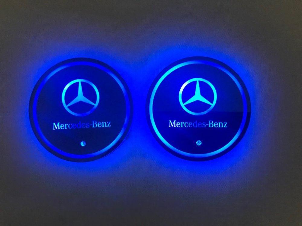 LED CAR LOGO CUP LIGHTS 7 COLORS CHANGING (2 PCS)