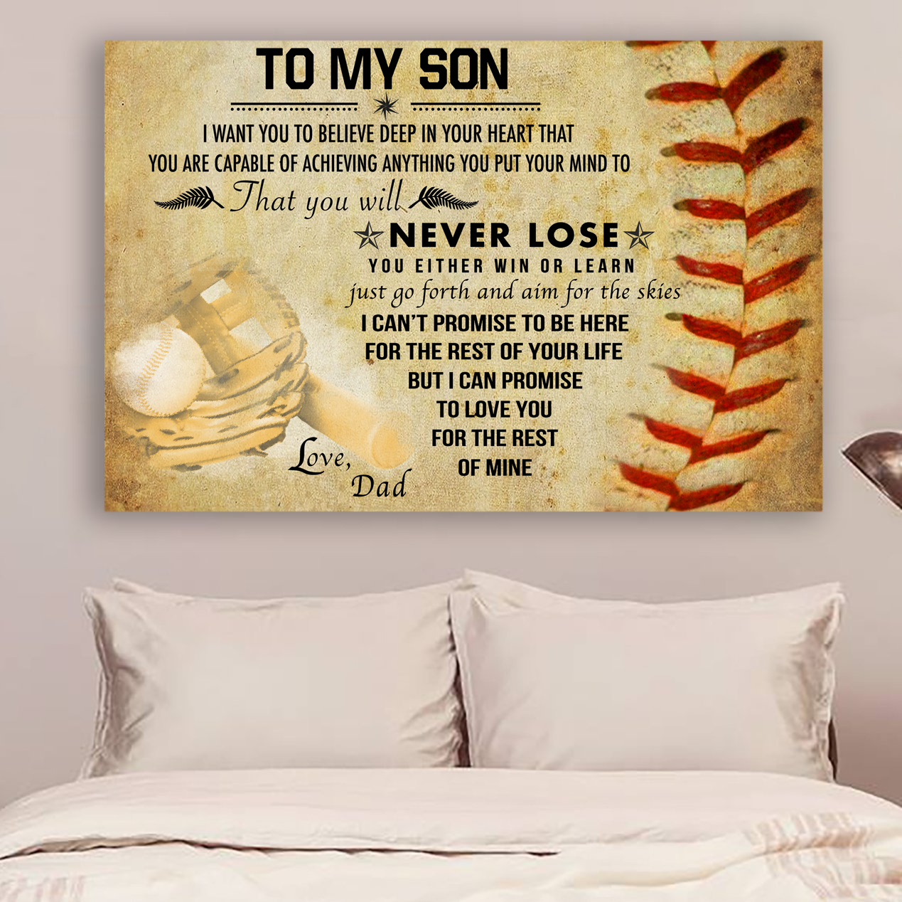 BASEBALL POSTER - DAD TO SON - NEVER LOSE