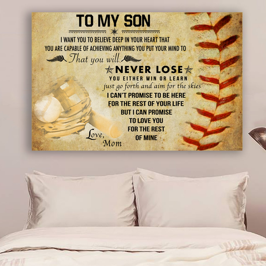 BASEBALL POSTER - MOM TO SON - NEVER LOSE