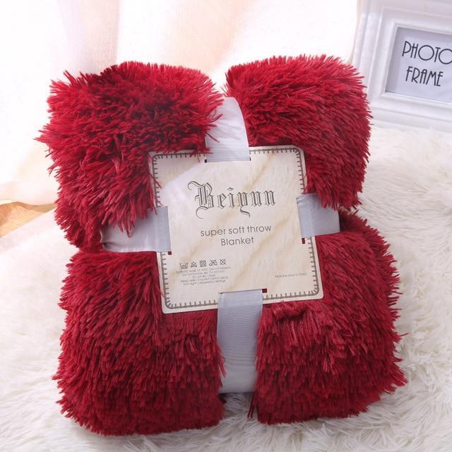 Super Soft Long Shaggy Fuzzy Fur Faux Fur Warm Elegant Cozy With Fluffy Sherpa Throw Blanket