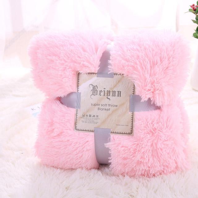 Super Soft Long Shaggy Fuzzy Fur Faux Fur Warm Elegant Cozy With Fluffy Sherpa Throw Blanket