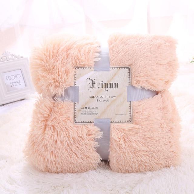 Super Soft Long Shaggy Fuzzy Fur Faux Fur Warm Elegant Cozy With Fluffy Sherpa Throw Blanket