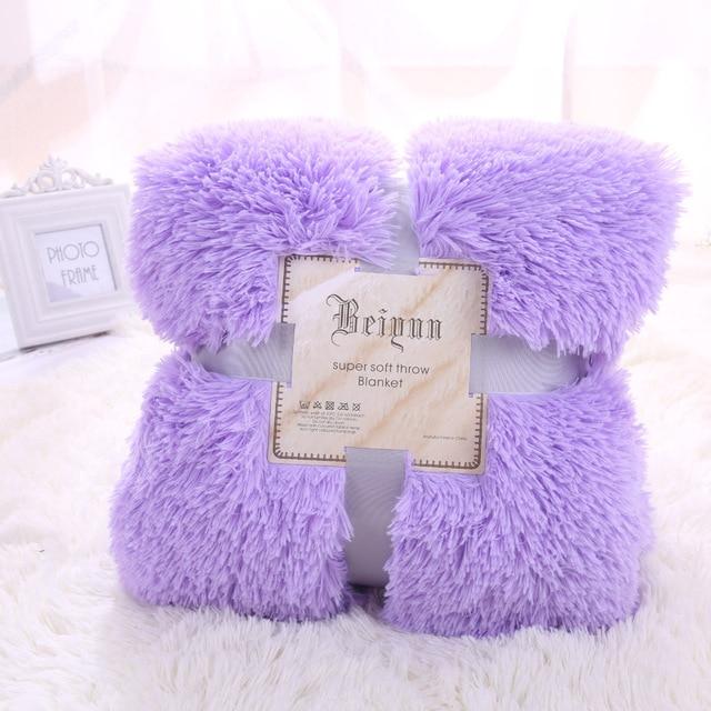 Super Soft Long Shaggy Fuzzy Fur Faux Fur Warm Elegant Cozy With Fluffy Sherpa Throw Blanket